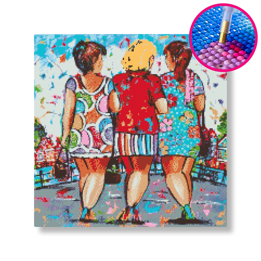 Dikke dames in Amsterdam | Diamond painting | Vrolijk Schilderij | Schilderen op nummer | Diamond painting | Dot painting