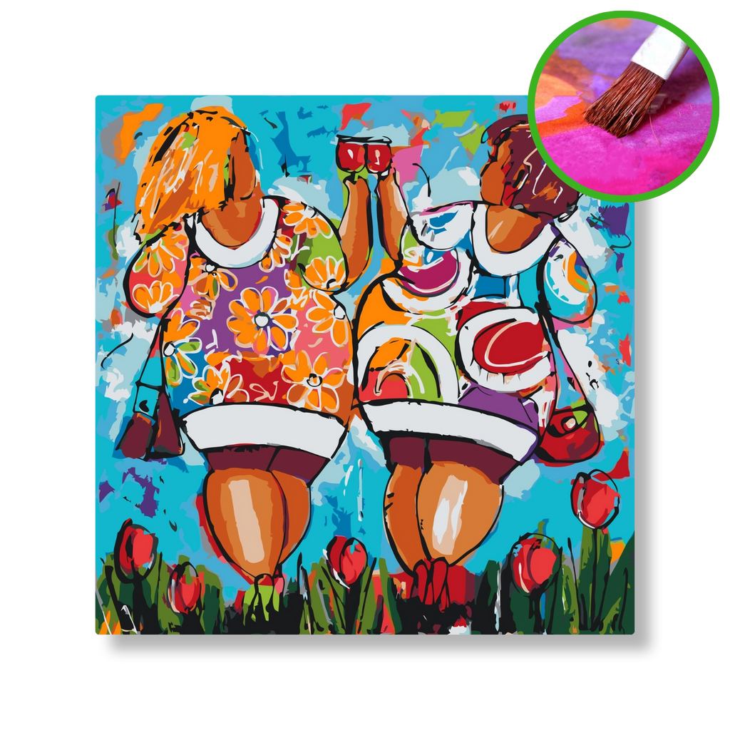 Dikke dames proost | Schilderen op nummer | Vrolijk Schilderij | Schilderen op nummer | Diamond painting | Dot painting