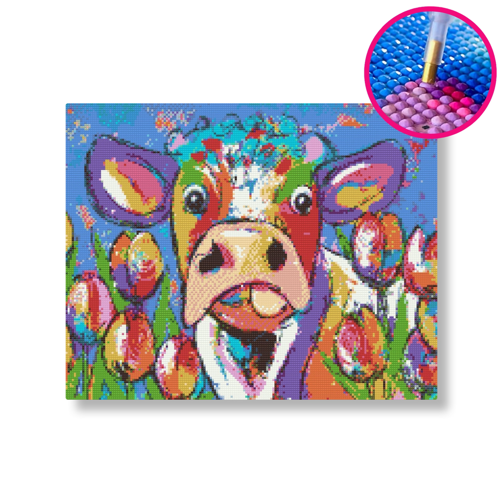 In het tulpenveld | Diamond painting | Vrolijk Schilderij | Schilderen op nummer | Diamond painting | Dot painting