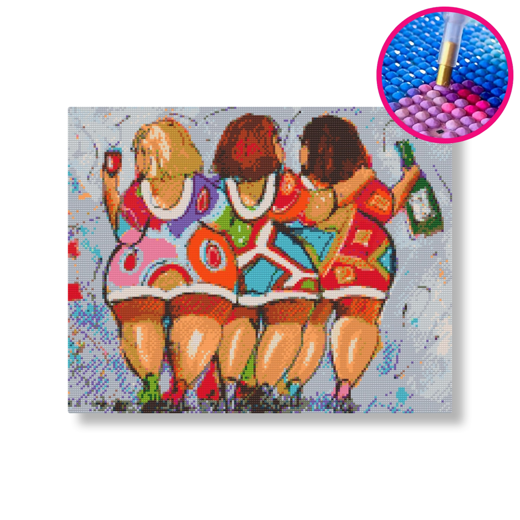 Proostende dikke dames | Diamond painting | Vrolijk Schilderij | Schilderen op nummer | Diamond painting | Dot painting